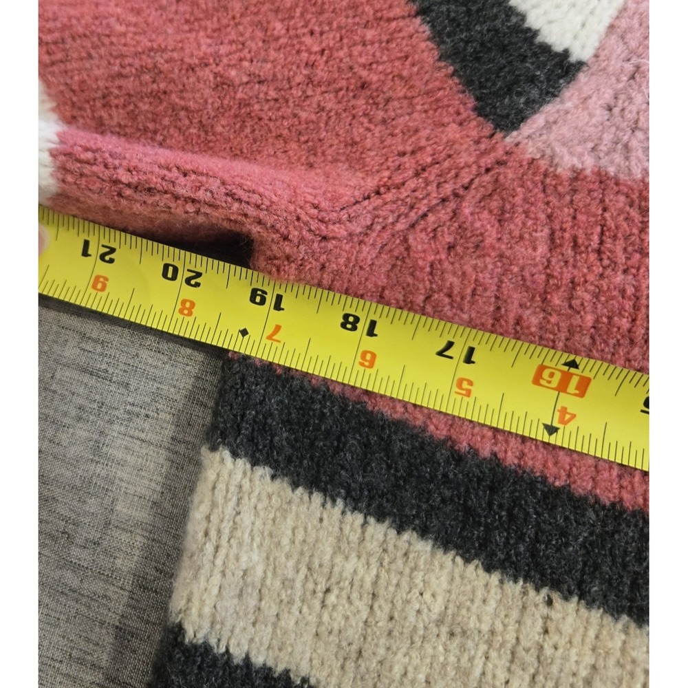 i. e. relaxed Women's Merino Wool Blend Roll Neck Striped Long Sleeve Sweater XL - Picture 5 of 8
